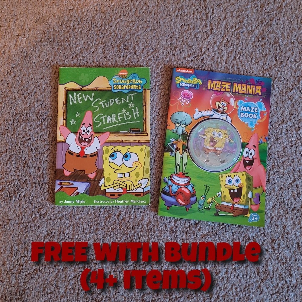 Nickelodeon Spongebob SquarePants Lot Bundle of Two Story Maze Books Kids OS